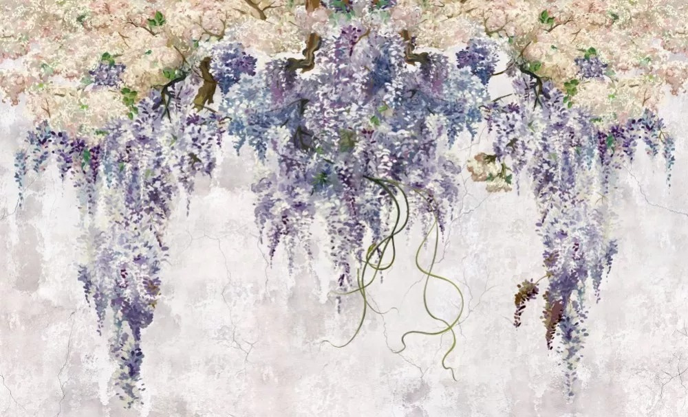 Grappoli viola su bianco — design completo