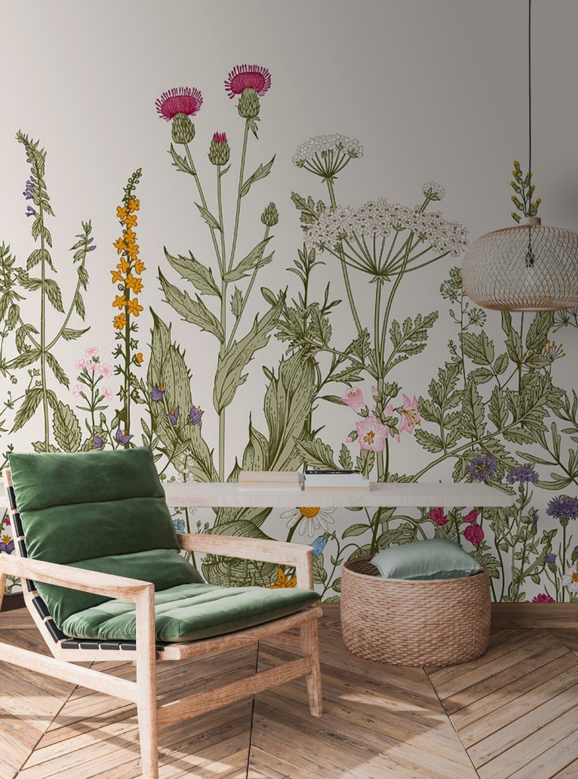 Linee botaniche in basso in un ambiente
