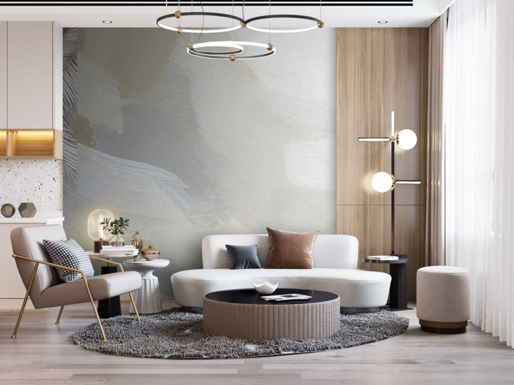 Pennellate ampie grigio crema — ambiente 3