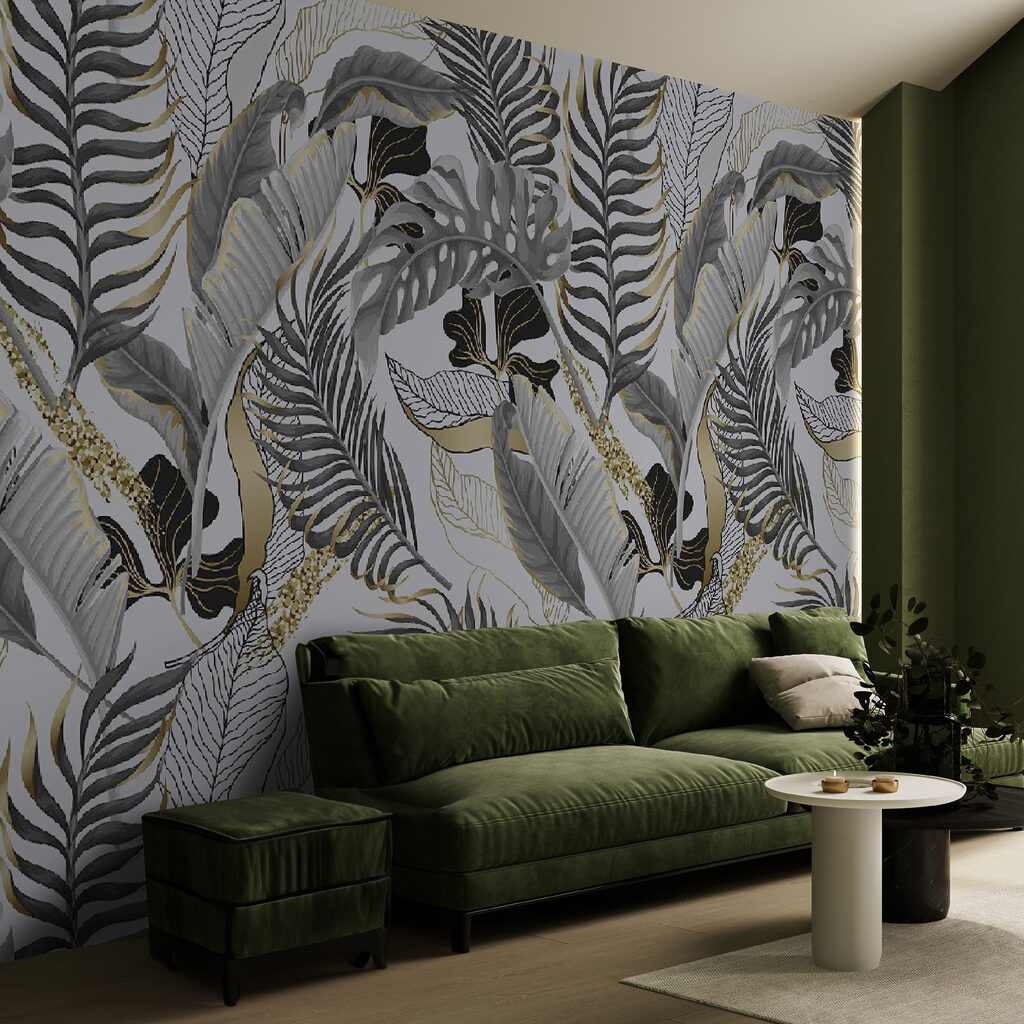Foglie grigie, accenti d’oro — ambiente 4