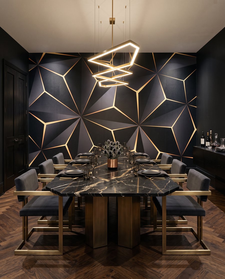 Linee dorate nel buio — ambiente 3
