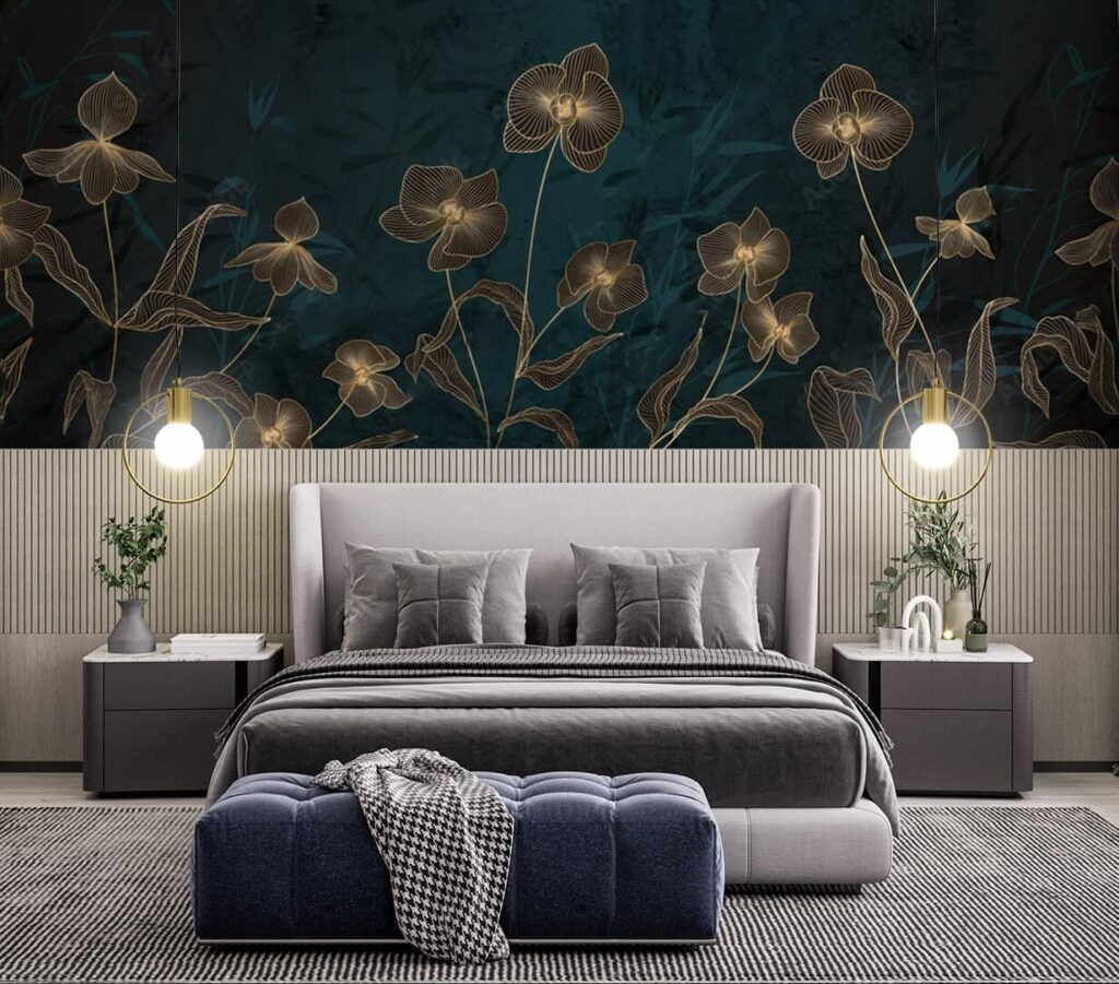 Fiori dorati su petrolio — ambiente 1