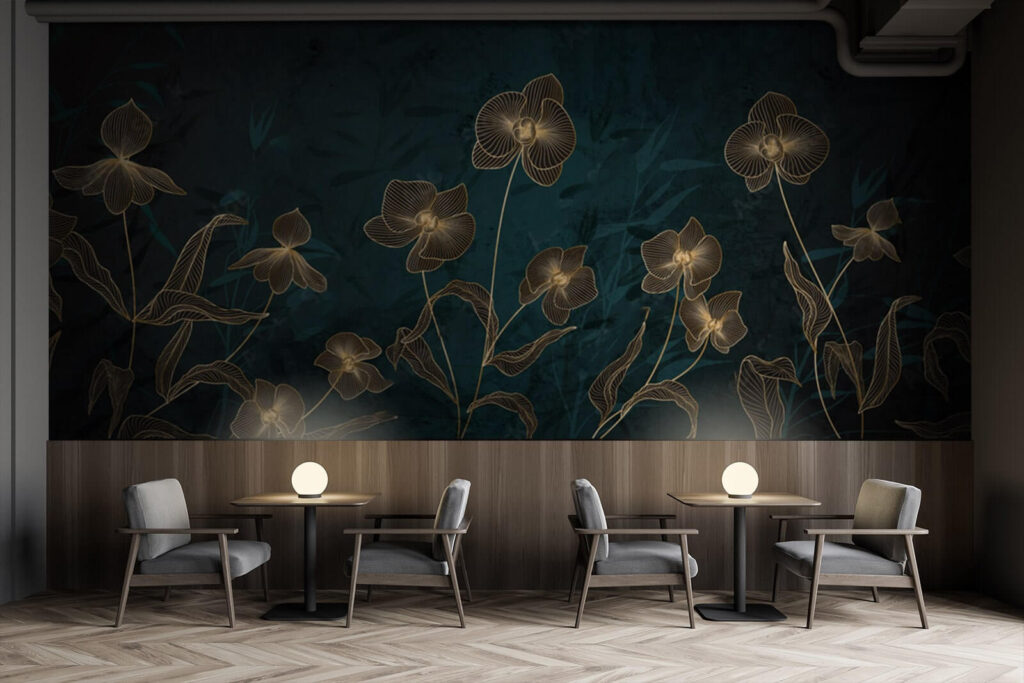 Fiori dorati su petrolio — ambiente 3
