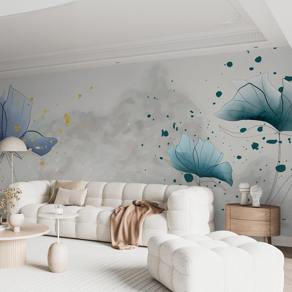 Fiori blu, schizzi d’inchiostro — ambiente 4