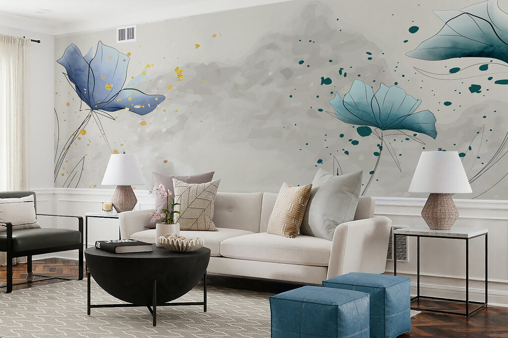 Fiori blu, schizzi d’inchiostro — ambiente 5
