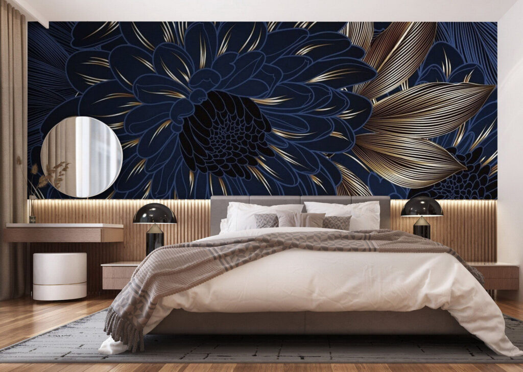 Fiore blu, linee d’oro — ambiente 2