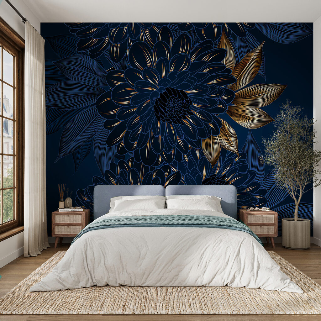 Fiore blu, linee d’oro — ambiente 4