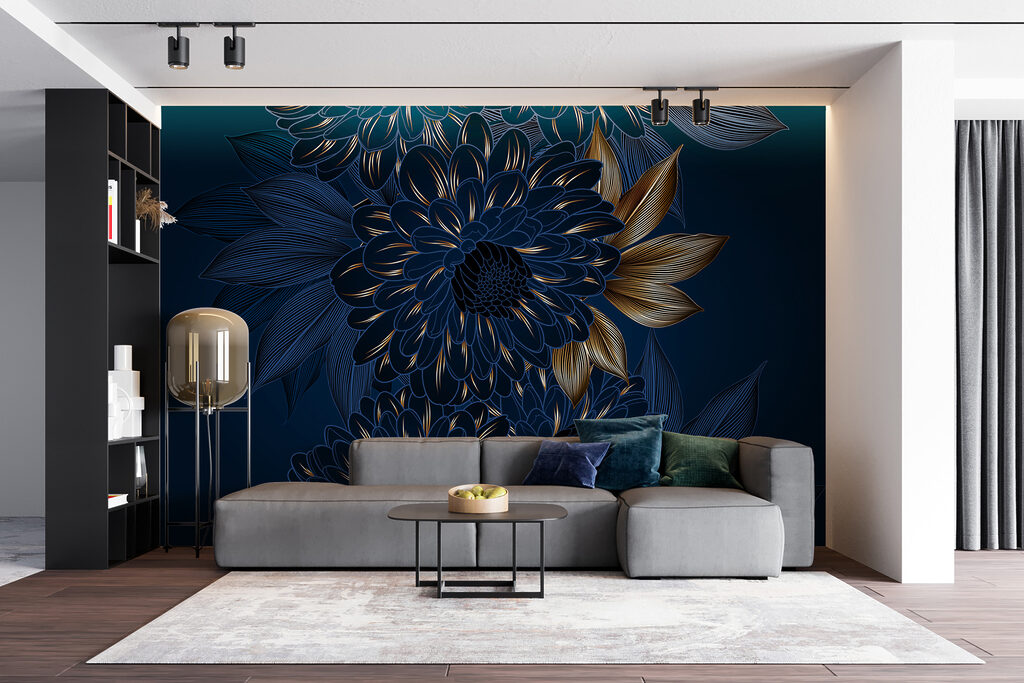Fiore blu, linee d’oro — ambiente 5