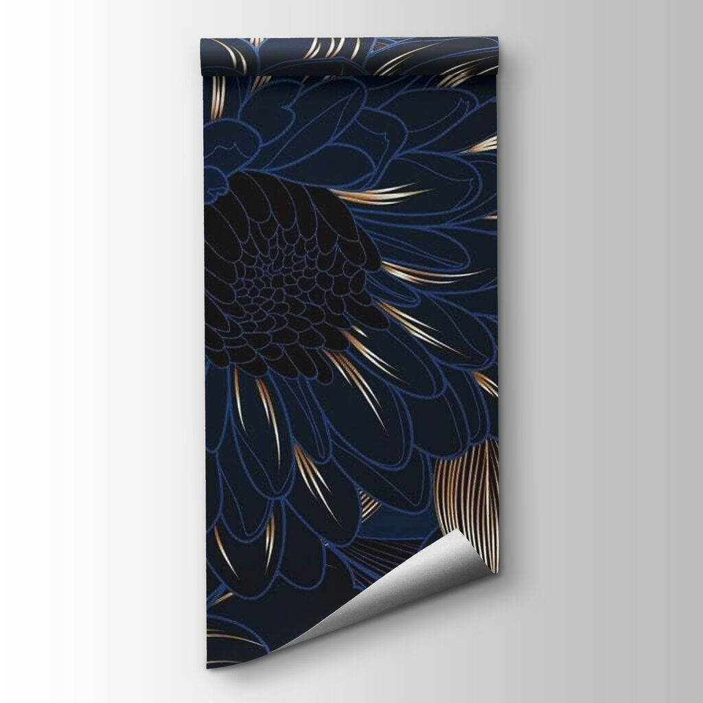 Fiore blu, linee d’oro — vista del prodotto