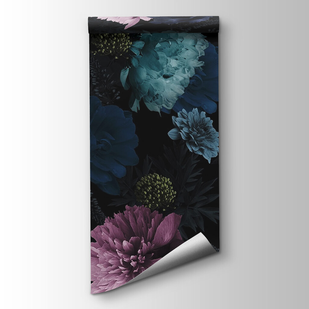 Fiori blu sul nero — vista del prodotto
