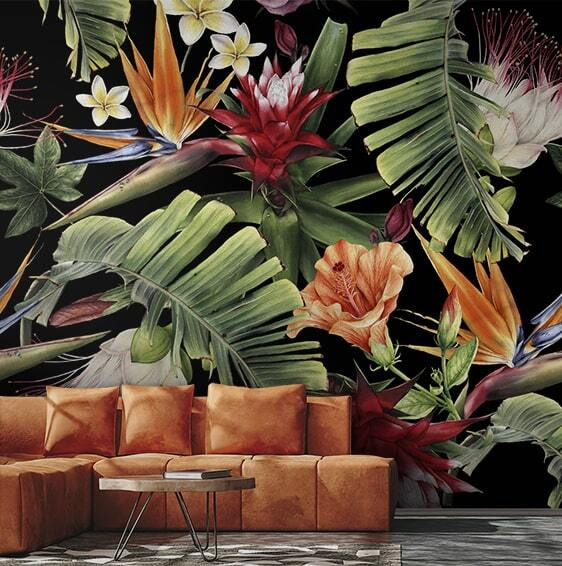 Fiori tropicali sul nero — ambiente 1