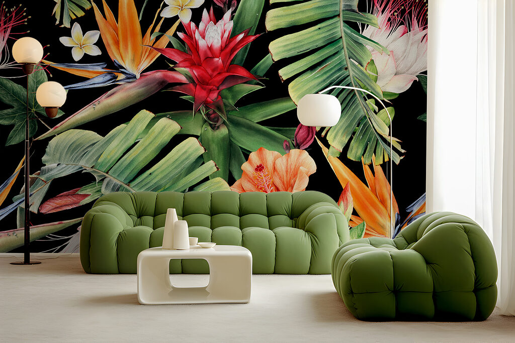Fiori tropicali sul nero — ambiente 4