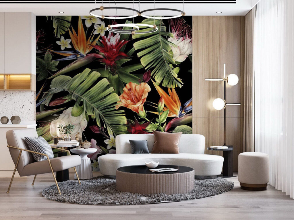 Fiori tropicali sul nero — ambiente 3