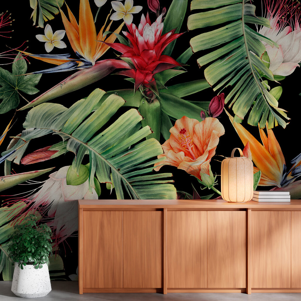 Fiori tropicali sul nero — ambiente 5