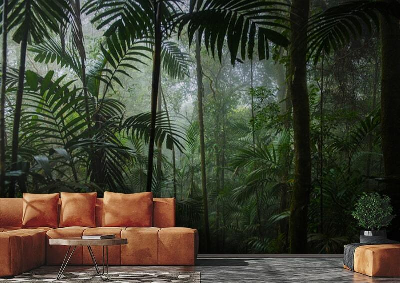 Tra alte palme tropicali in un ambiente