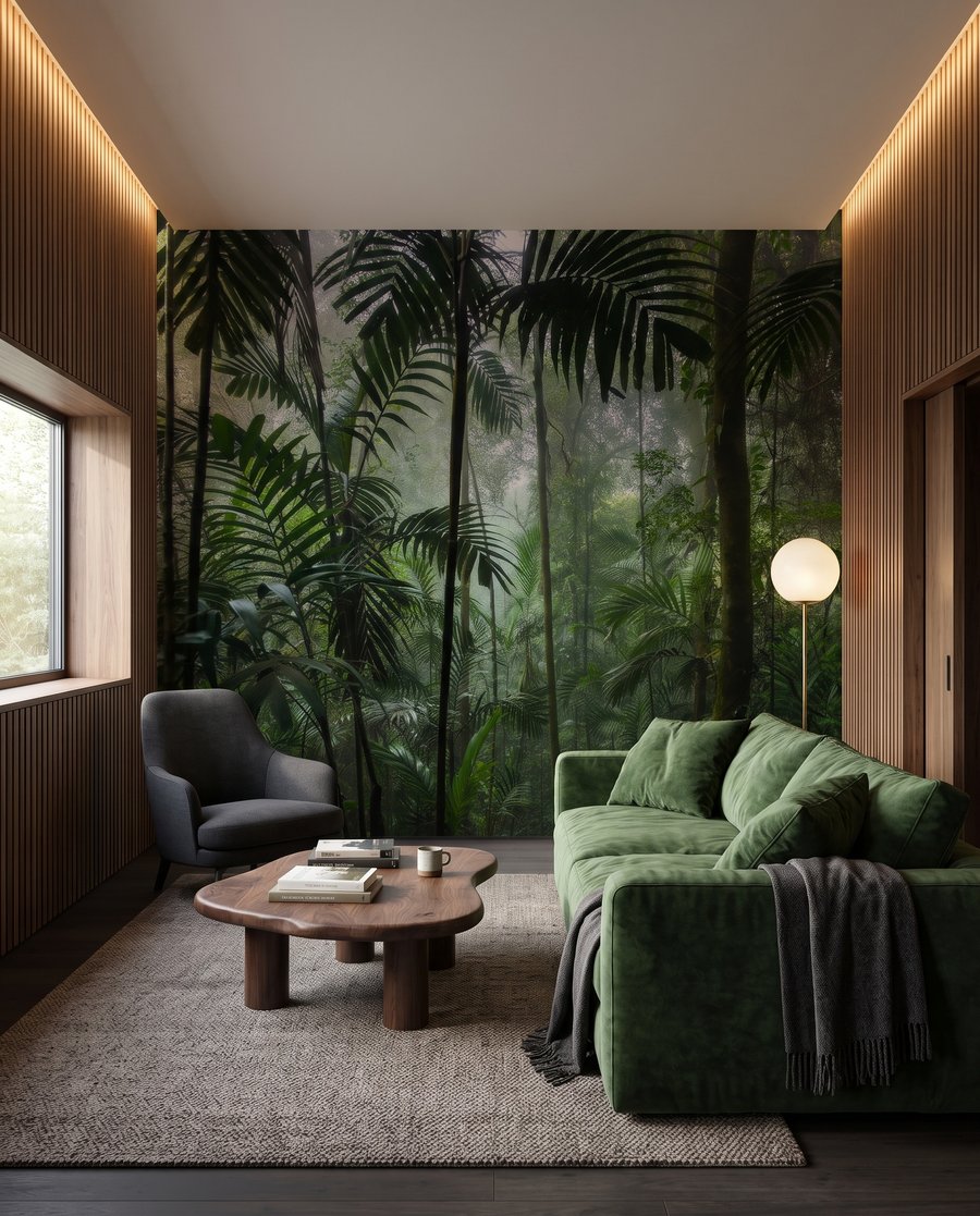 Tra alte palme tropicali in un ambiente