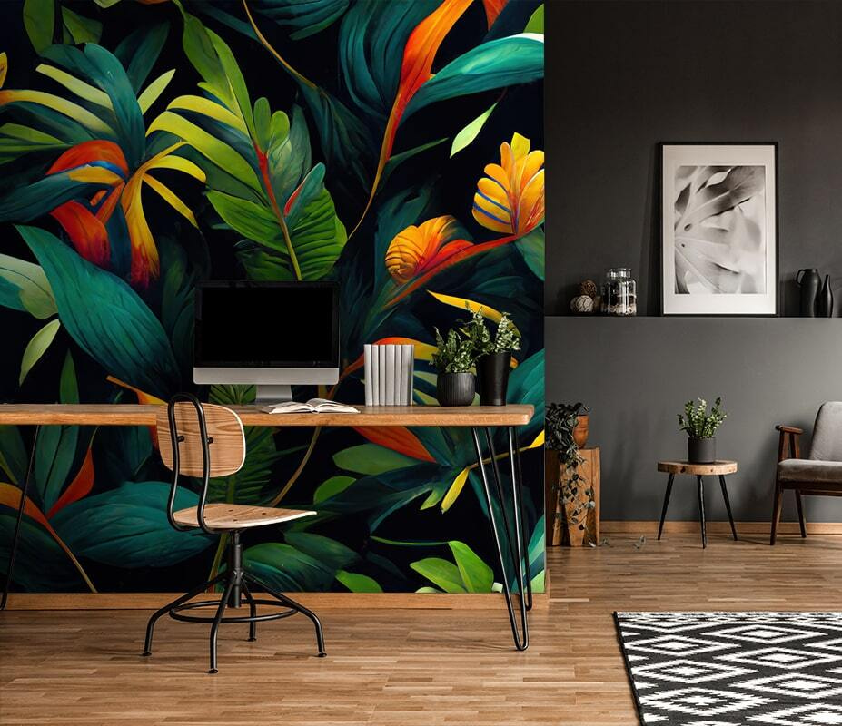Fiori caldi, verde profondo — ambiente 1