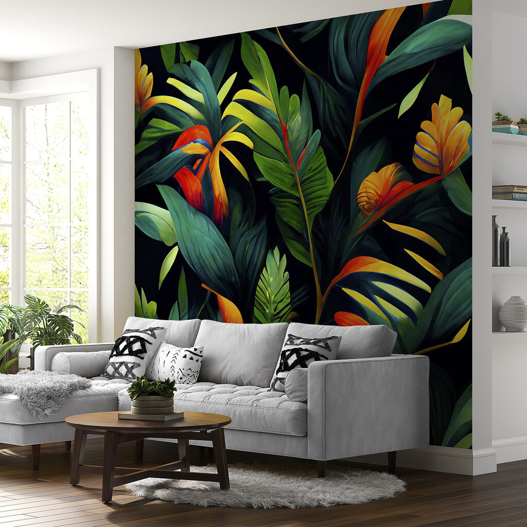 Fiori caldi, verde profondo — ambiente 6