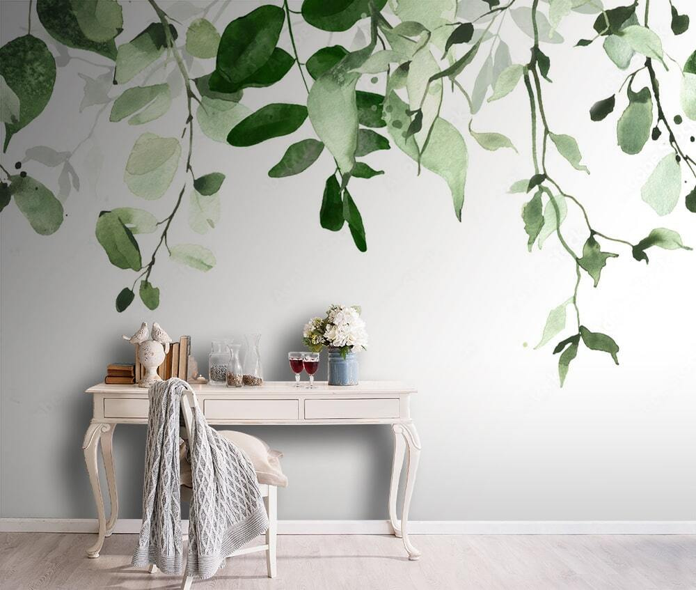 Foglioline pendenti su bianco — ambiente 2