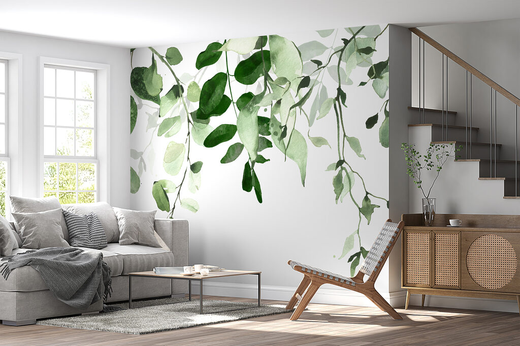 Foglioline pendenti su bianco — ambiente 5