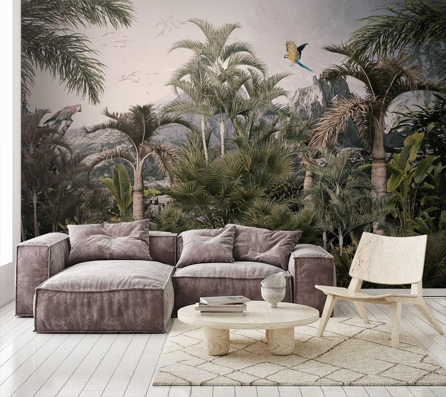 Uccelli sopra la giungla in un ambiente