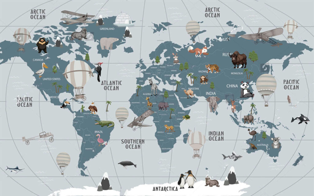 Animali tra terre grigio-azzurre — design completo