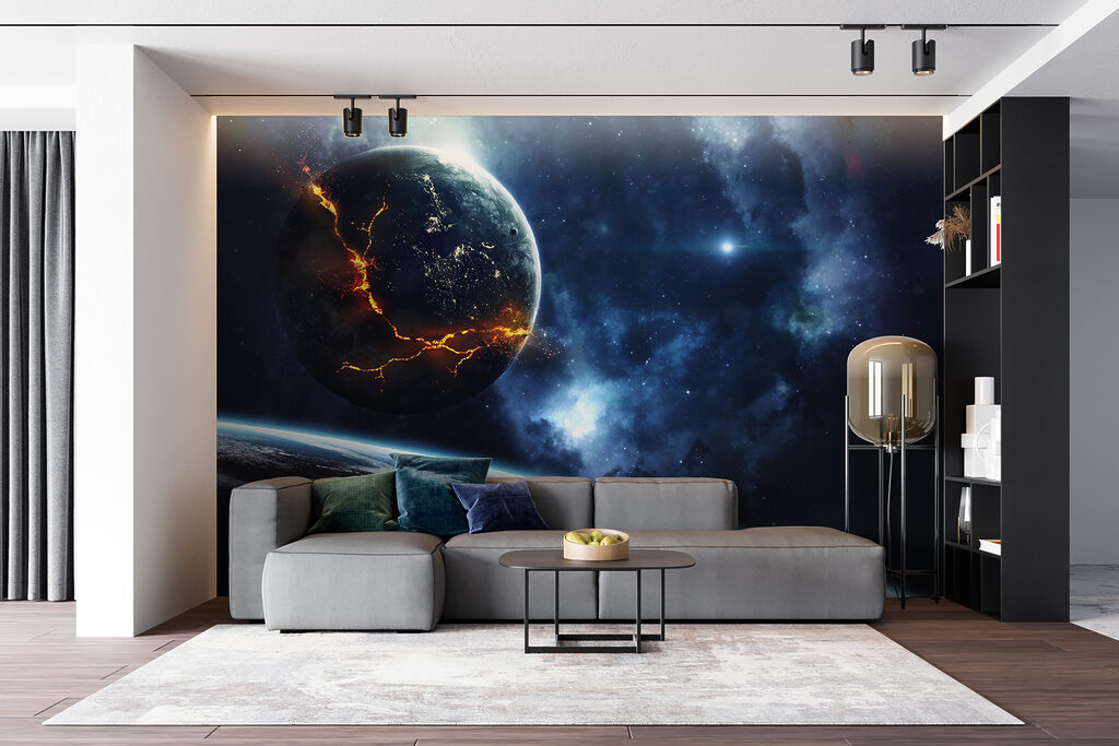 Pianeta con fratture luminose — ambiente 3