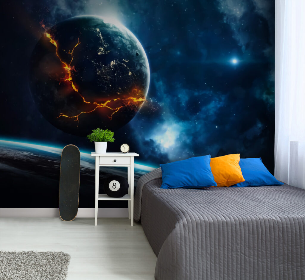 Pianeta con fratture luminose — ambiente 1