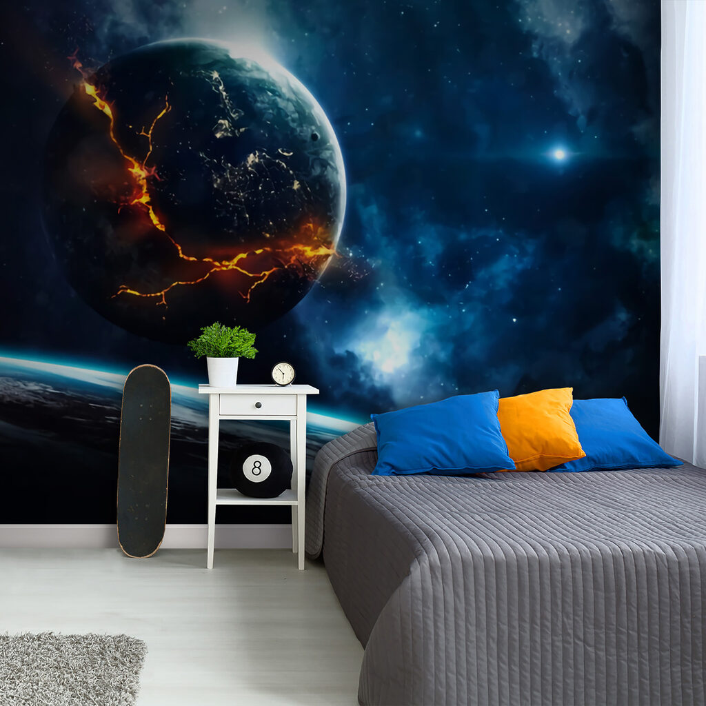 Pianeta con fratture luminose — ambiente 4
