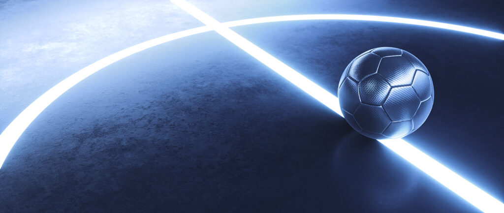 Pallone tra archi luminosi — design completo