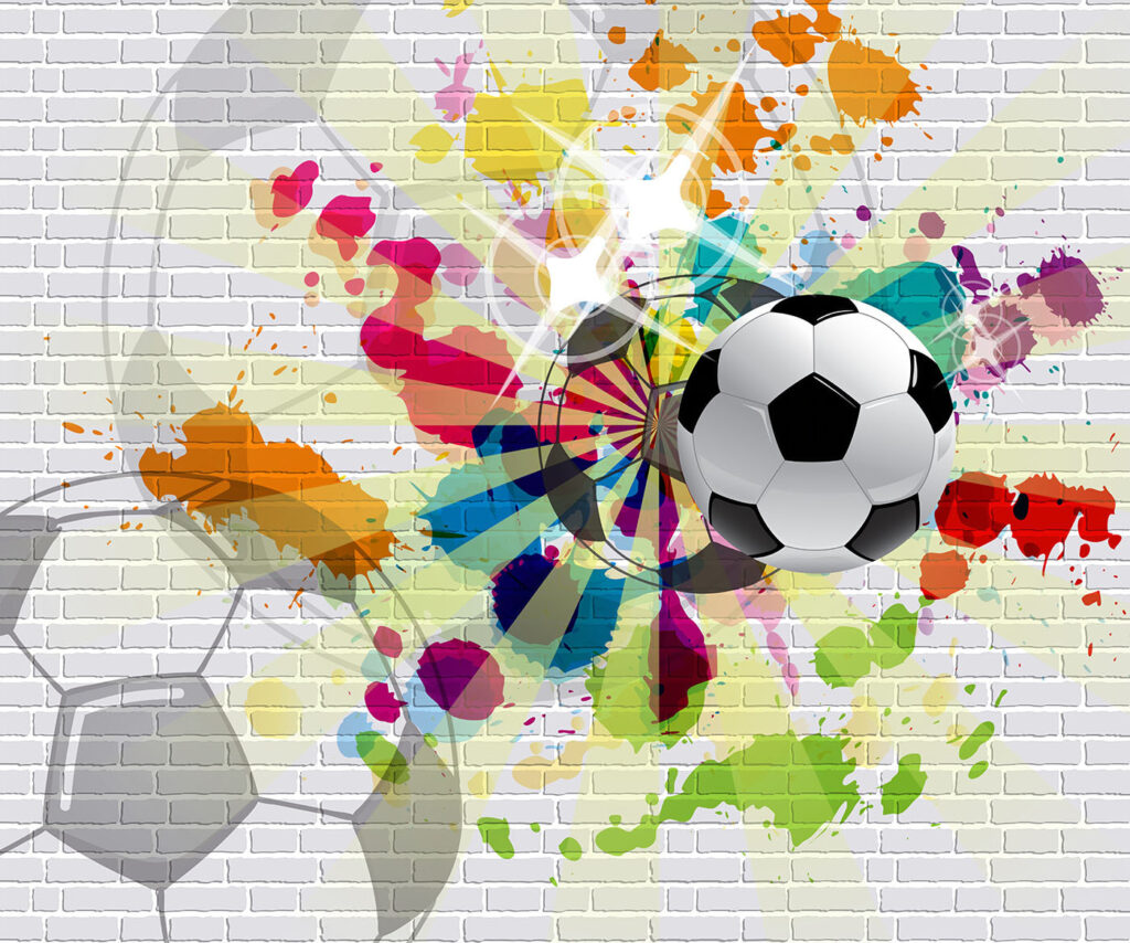 Pallone tra spruzzi colorati — design completo