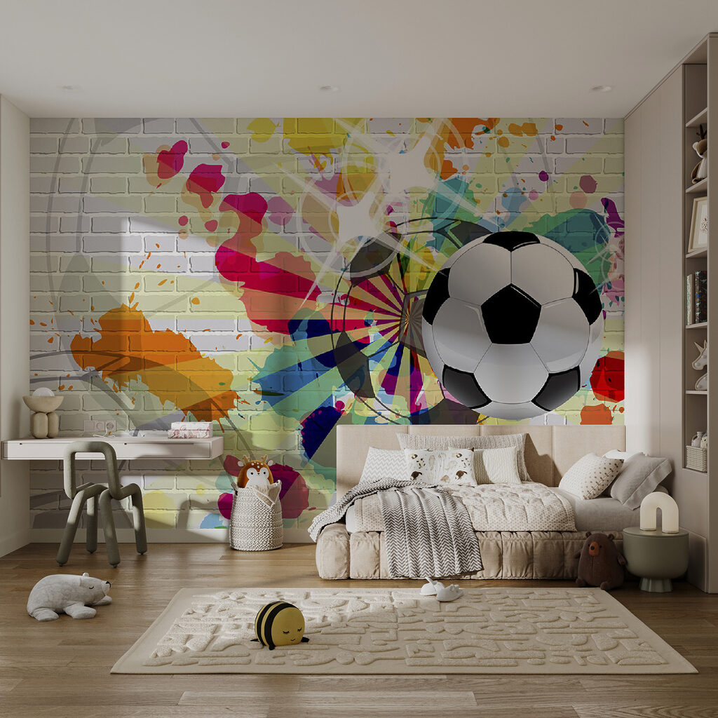 Pallone tra spruzzi colorati — ambiente 5