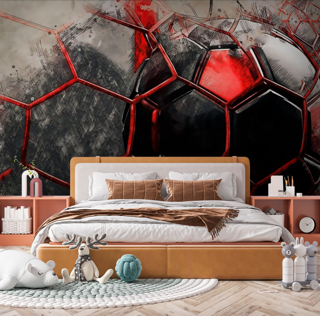 Pallone rosso tra fratture in un ambiente