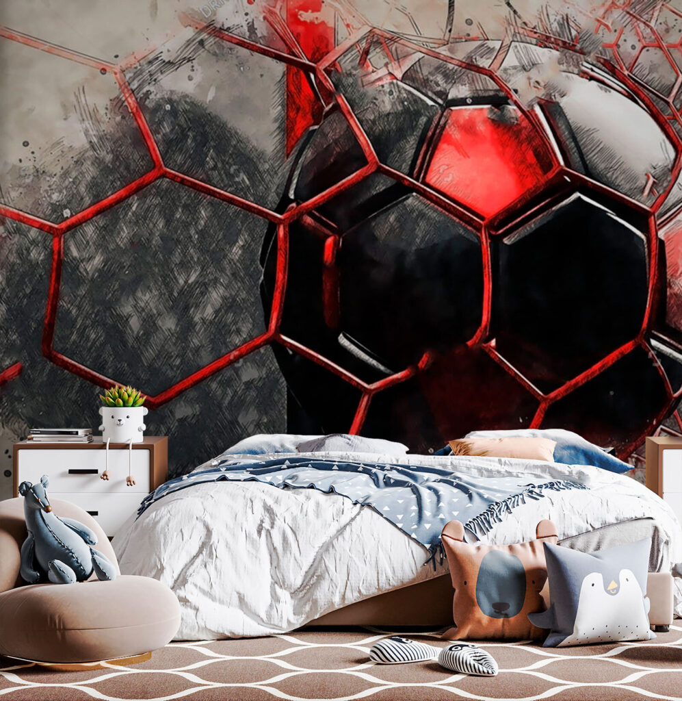 Pallone rosso tra fratture — ambiente 2