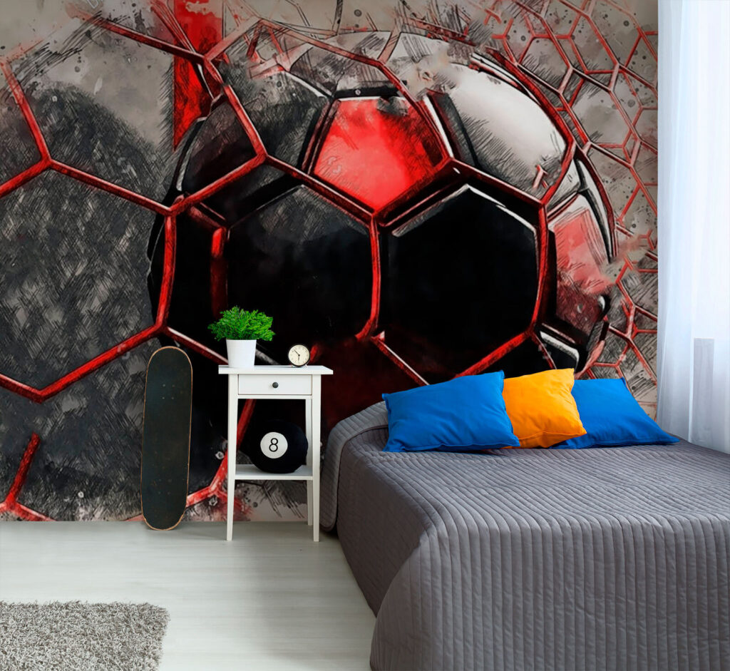 Pallone rosso tra fratture — ambiente 3