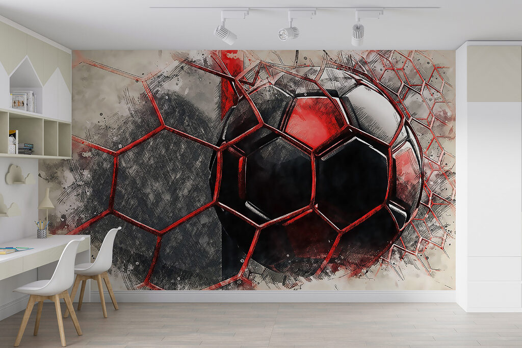Pallone rosso tra fratture — ambiente 4