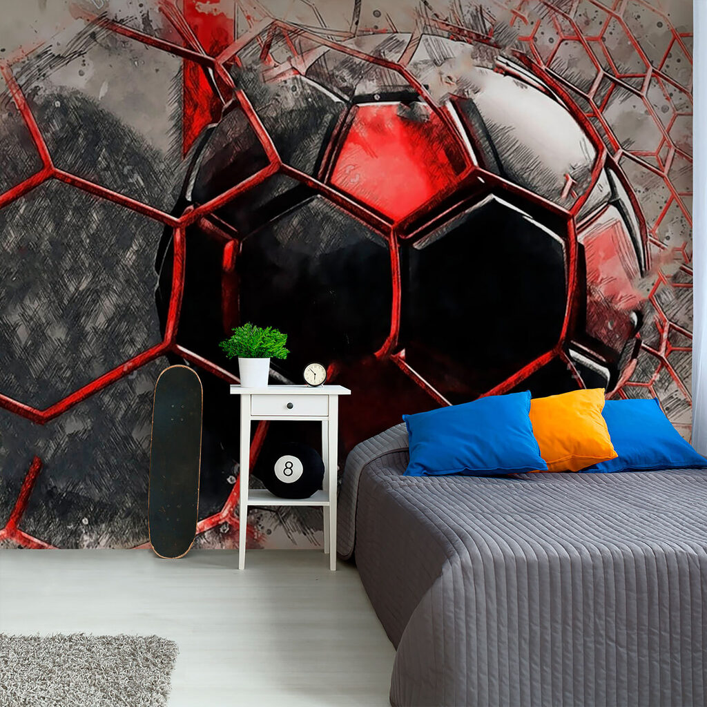 Pallone rosso tra fratture — ambiente 5