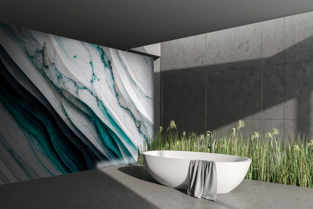 Venature turchesi in diagonale — ambiente 3