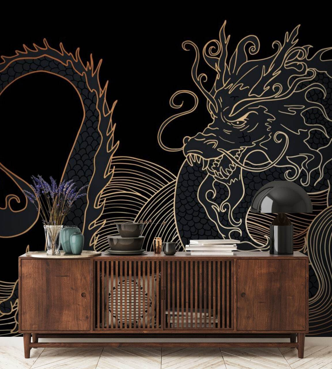 Drago in linee d’oro — ambiente 3