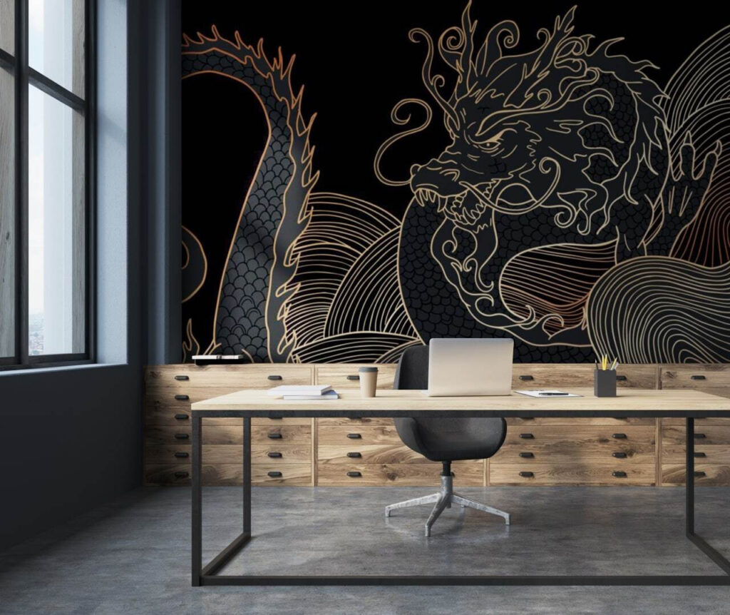 Drago in linee d’oro — ambiente 1
