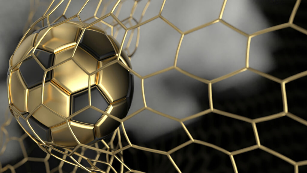 Pallone dorato in movimento — design completo