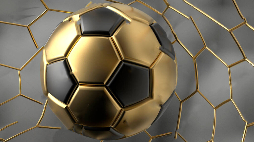 Pallone dorato su rete — design completo