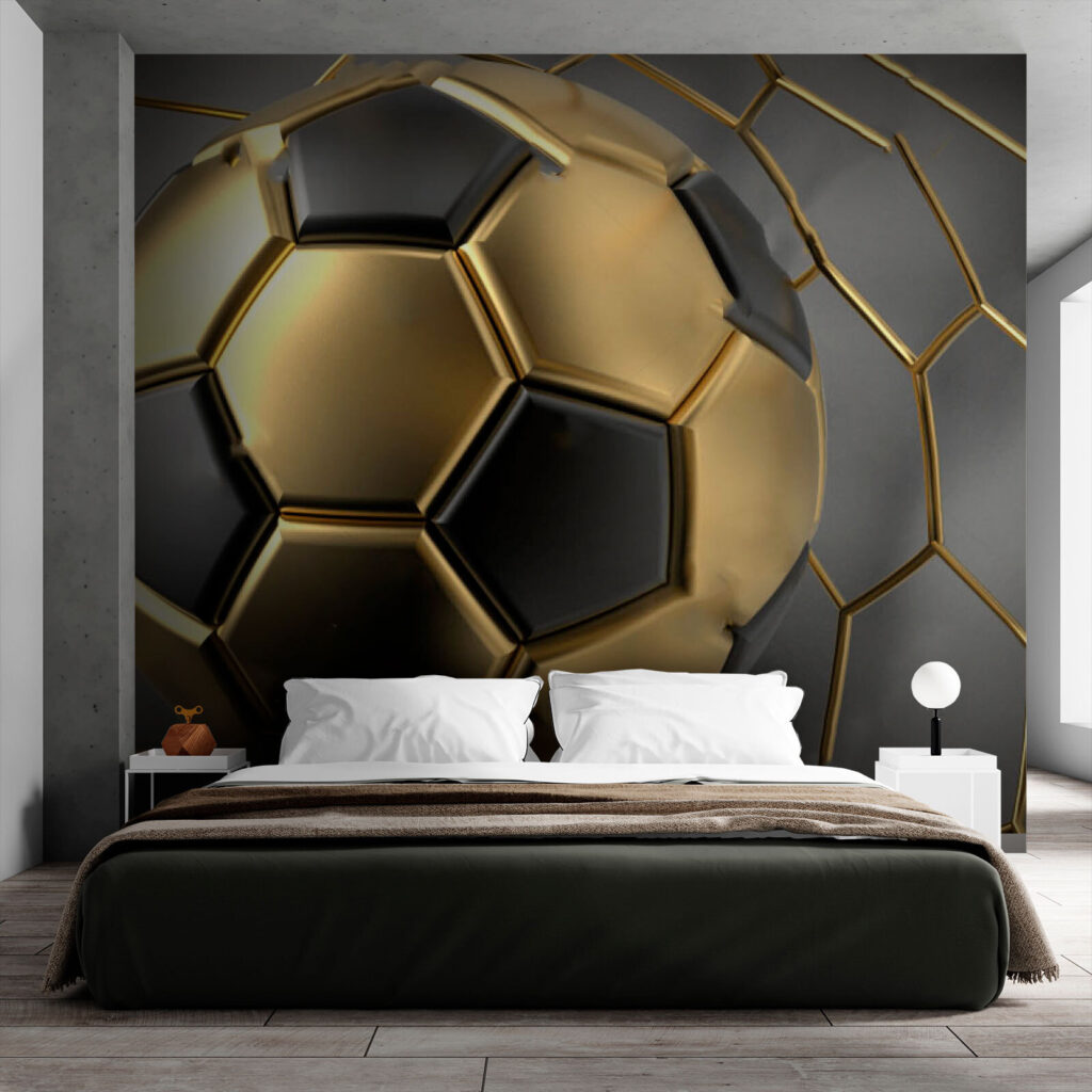 Pallone dorato su rete — ambiente 1