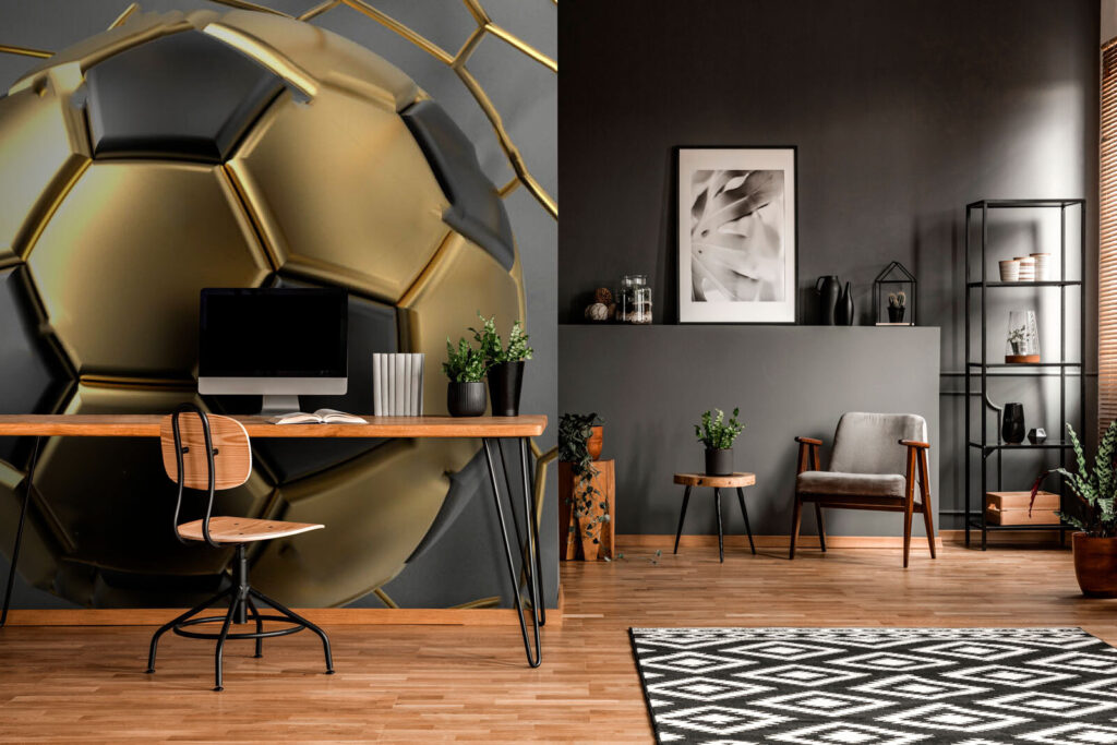 Pallone dorato su rete — ambiente 3