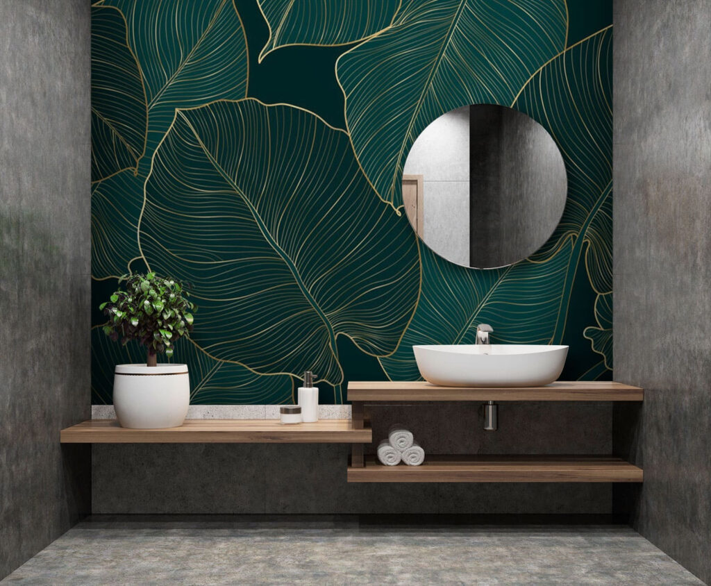 Nervature dorate su verde in un ambiente