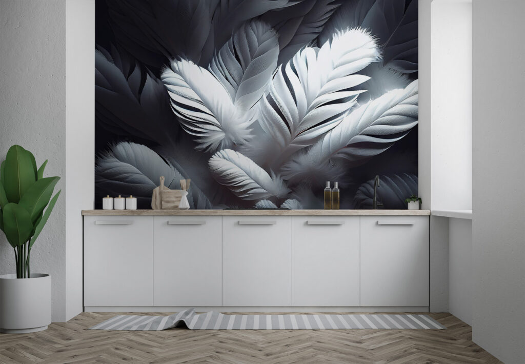 Piume bianche su blu — ambiente 2