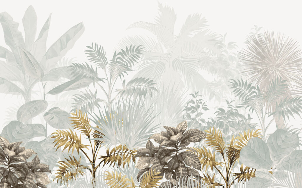 Felci sopra palme chiare — design completo