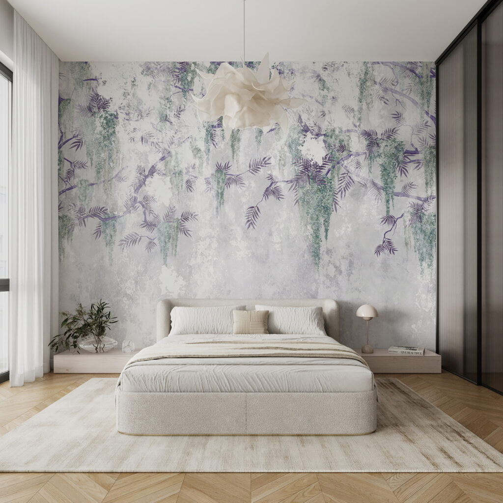 Fiori viola su fondo in un ambiente