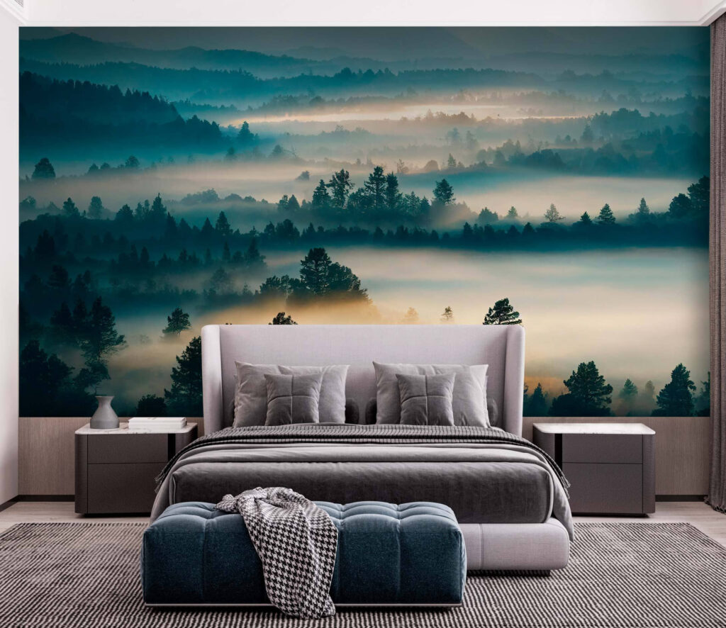 Nebbia tra colline boscose — ambiente 2