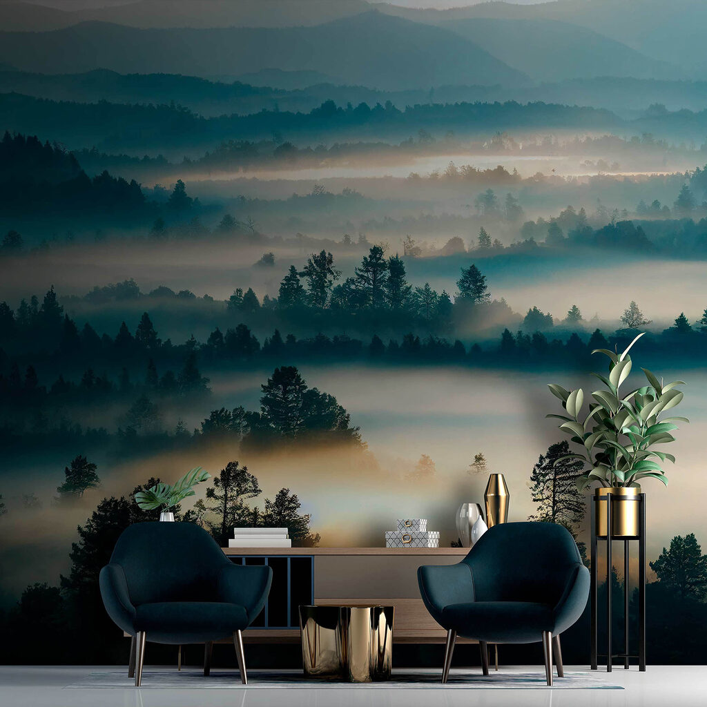 Nebbia tra colline boscose — ambiente 4